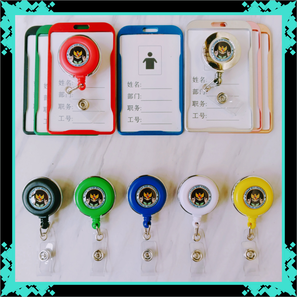Yoyo Gantungan Id Card Silver & Putar BGN : Badan Gizi Nasional & Holder Tempat Id Card Aluminium