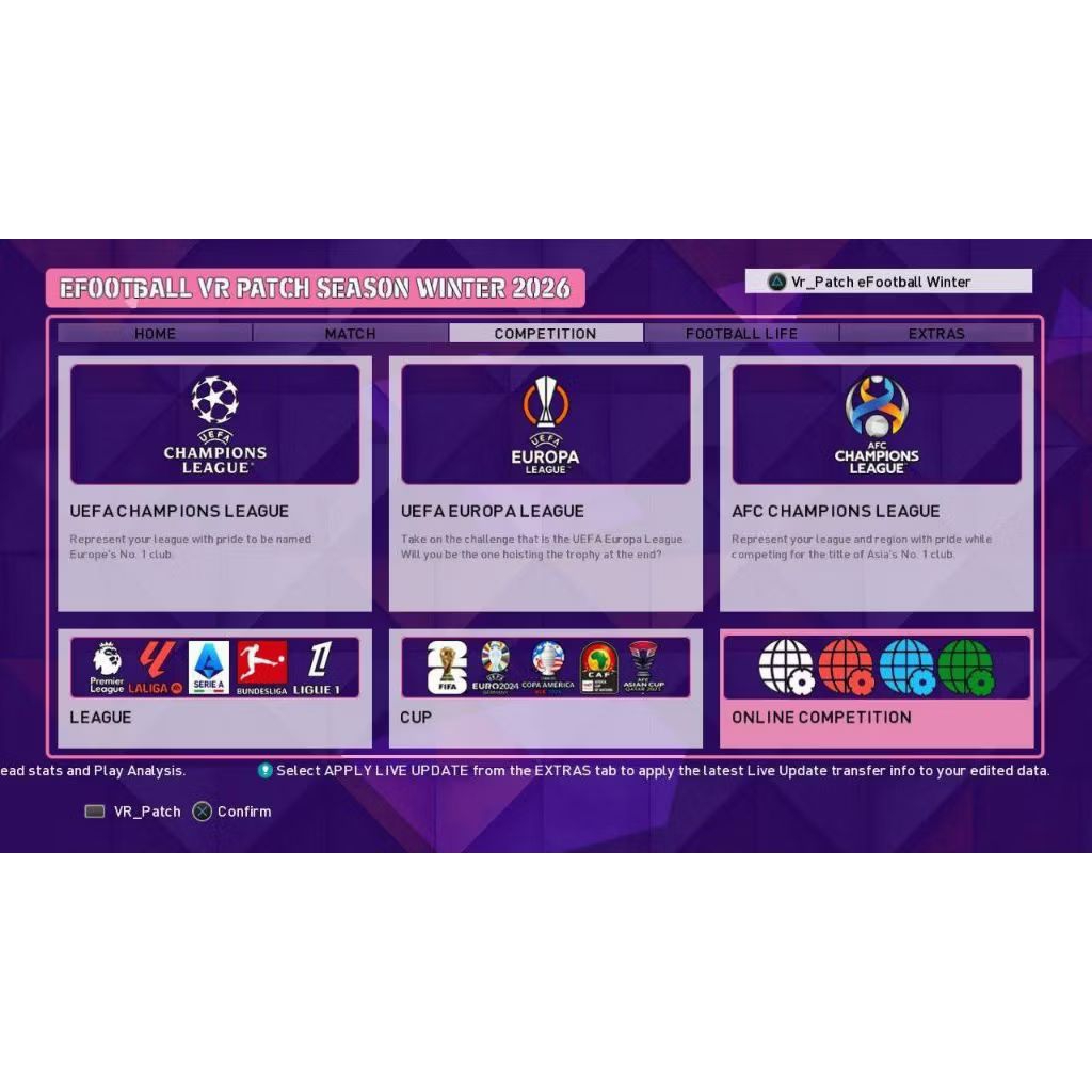 EFOOTBALL VR PATCH WINTER 2025-2026 GAME PS3
