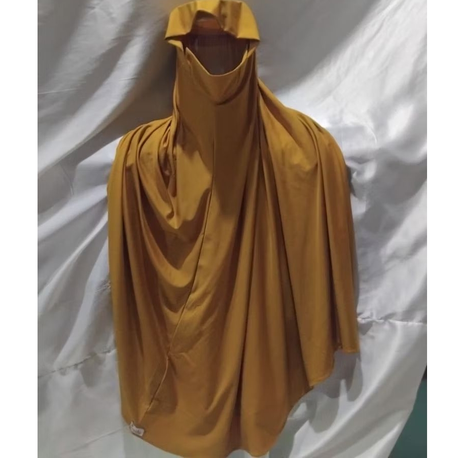 [Preloved] Khimar Syari French Hijab Instan - Warna Mustard (Kondisi Terawat)