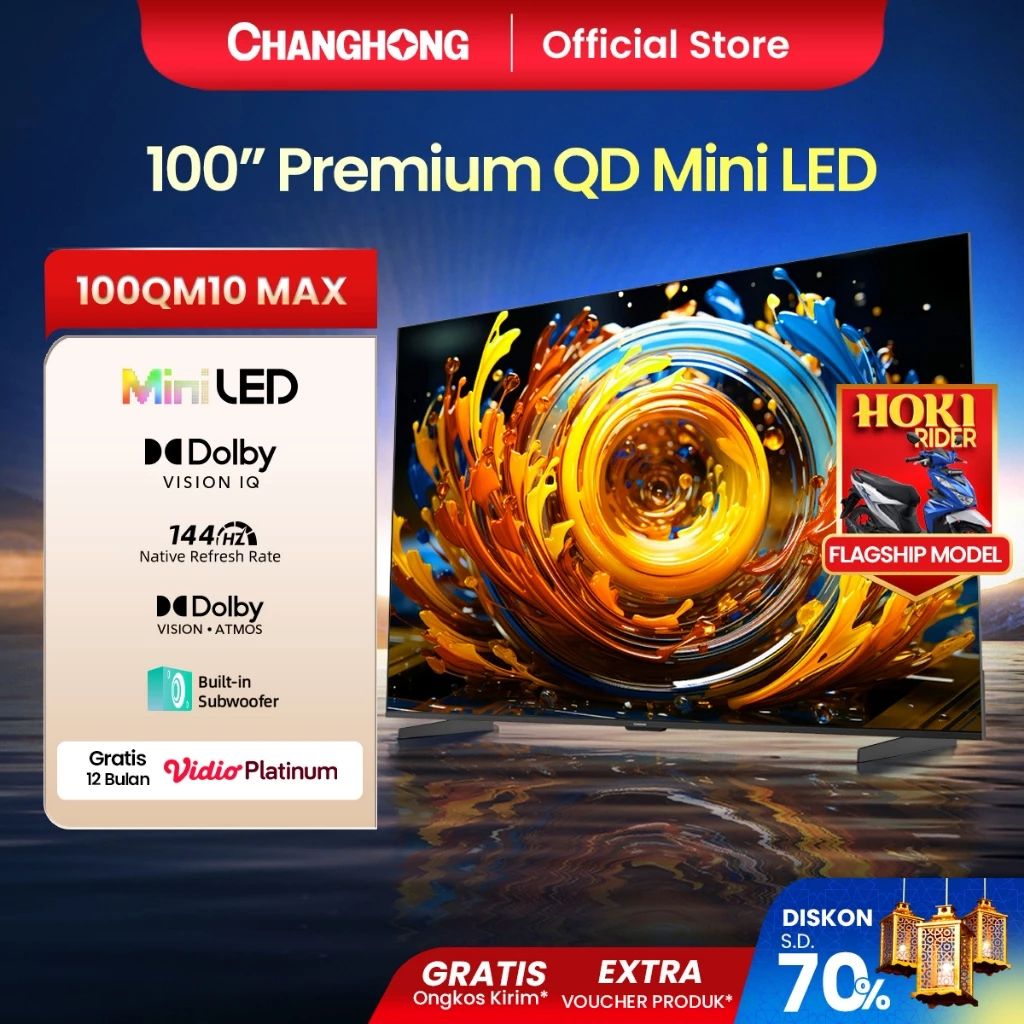 Changhong 100QM10 MAX 4K QD Mini LED TV 100inch 144HZ Google TV ALLM VRR Dolby Vision IQ & Atmos
