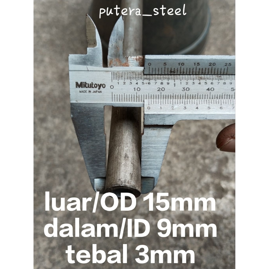 pipa besi Seamless luar/OD 15mm dalam/ID 9mm tebal 3mm ukuran 10-100cm