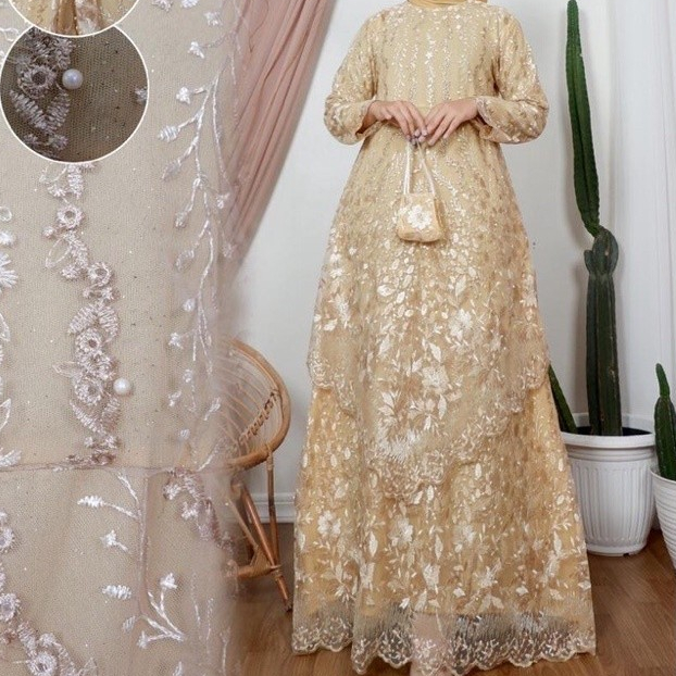 Terbaru GAMIS PESTA GAMIS KONDANGAN DRESS GAMIS MEWAH GOLD GAMIS SANDRINA GAMIS WARNA GOLD GAMIS PES