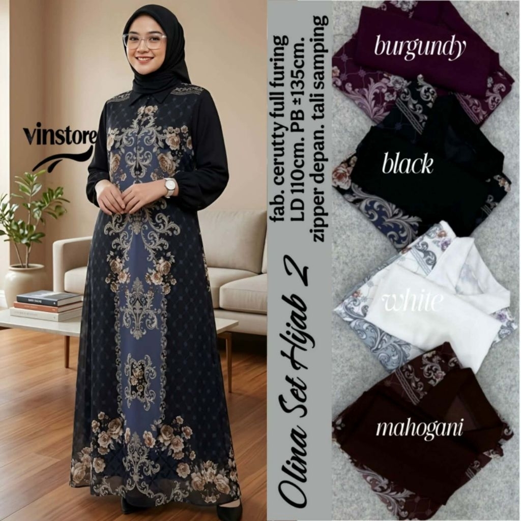 Ilux , Nona , Olina , Anisa , Rangin , Yanu  Dress Wanita Set Hijab by Vinstore