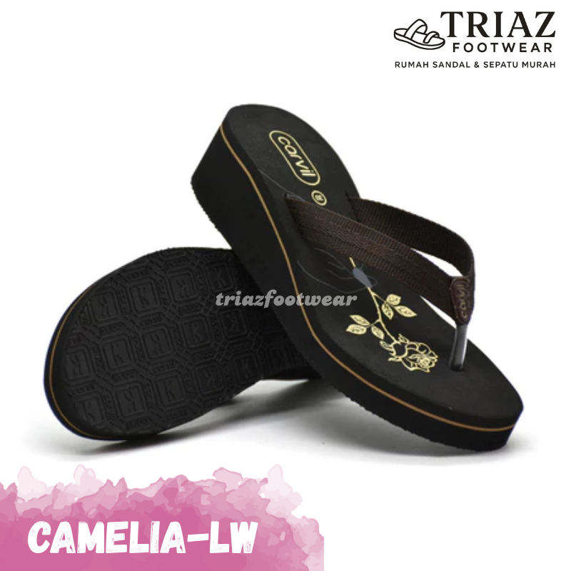 Carvil Sandal Wanita Camelia-LW | Isabella-L Sendal Wedges Jepit Dewasa Remaja Spons Murah Original