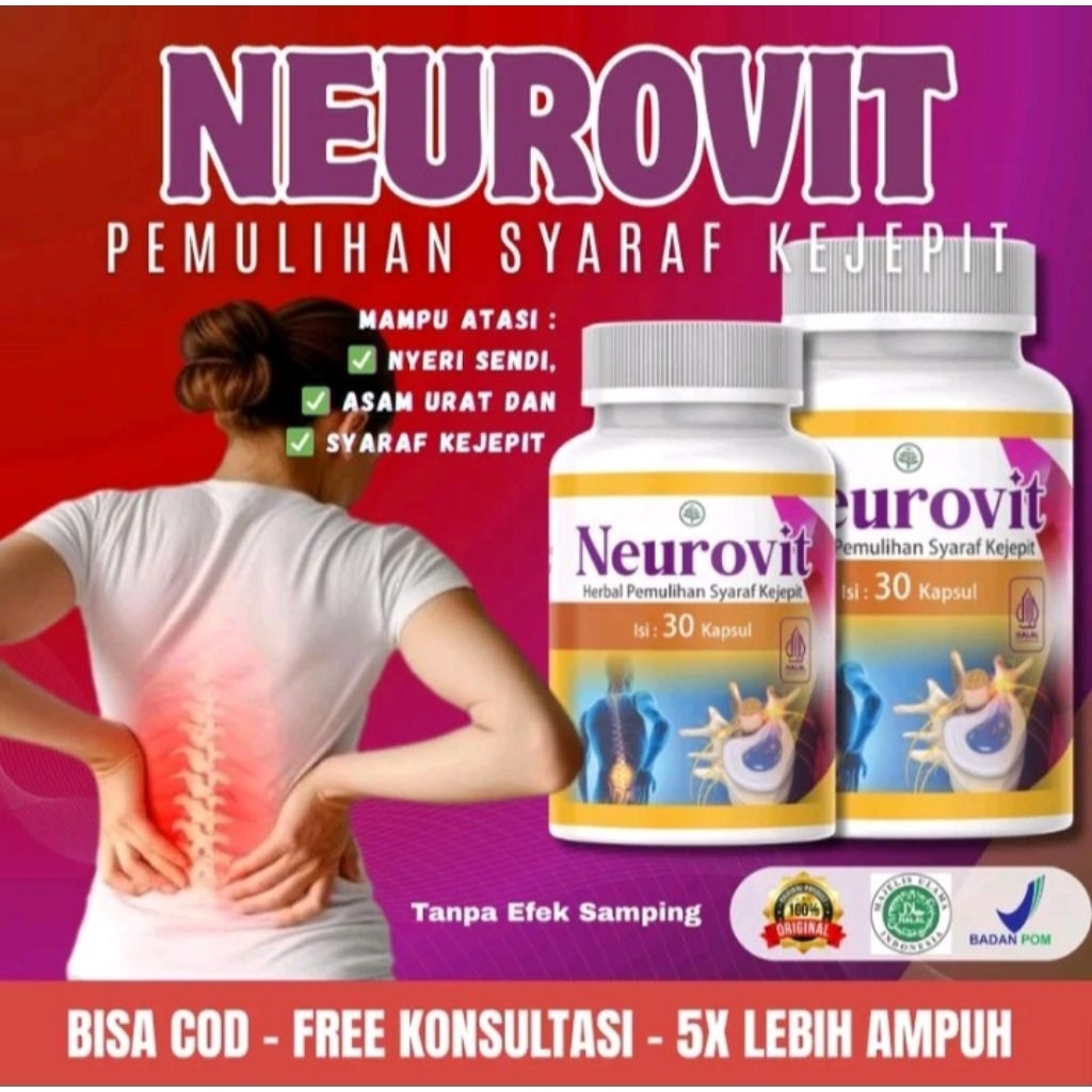 TERLARIS NEUROVIT Herbal Alami Untuk Syaraf Kejepit HNP Membantu Meredakan Nyeri Saraf / Asam Urat