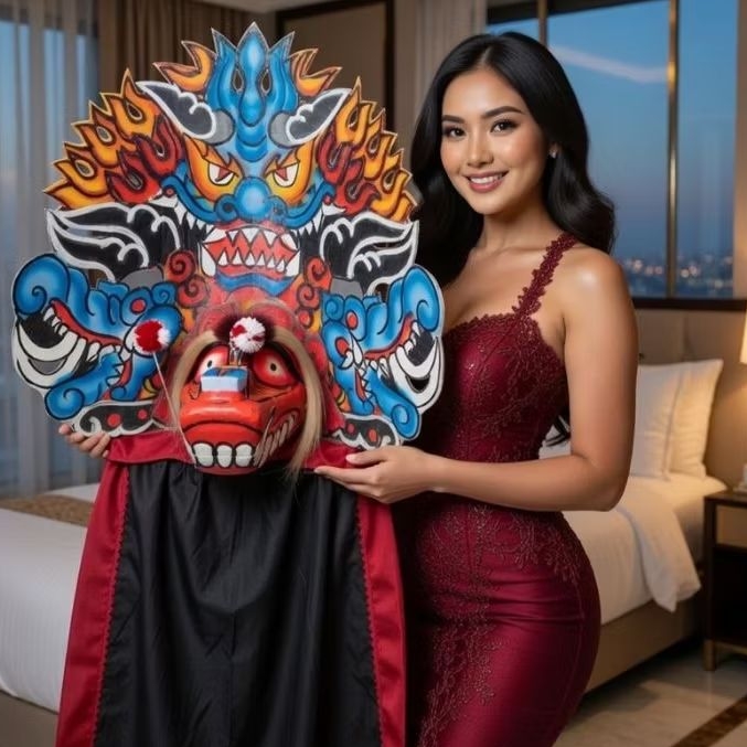 Barongan Kediri Caplokan Kayu Reog Ponorogo Anak Devil Merah Mainan Tradisional Termurah