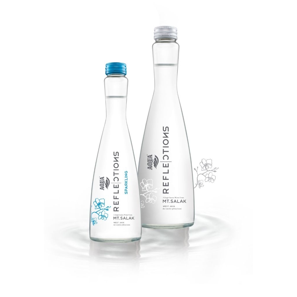 AQUA Reflections Sparkling 380ml Botol Kaca – Air Soda Premium Eceran