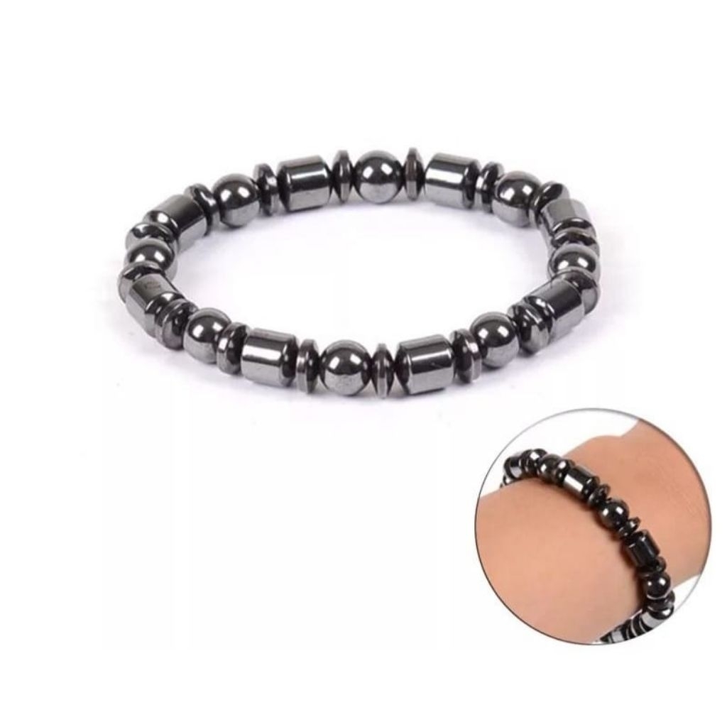 GELANG KESEHATAN BATU HEMATITE BLUSTIN MAGNET KOMBINASI NATURAL