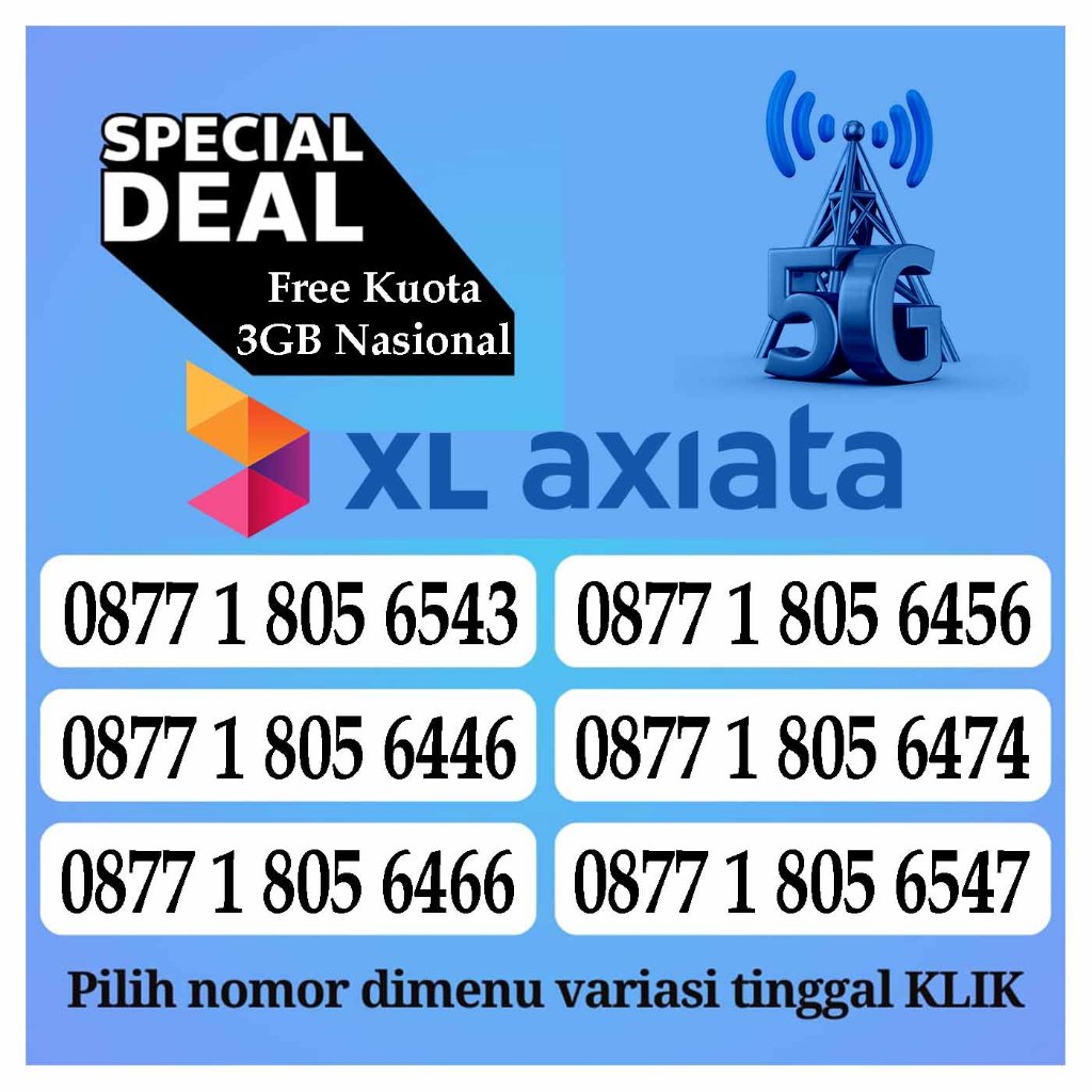 Nomor Cantik Kartu Perdana XL Axiata Segel 4G LTE support 5G Free Kuota 3GB