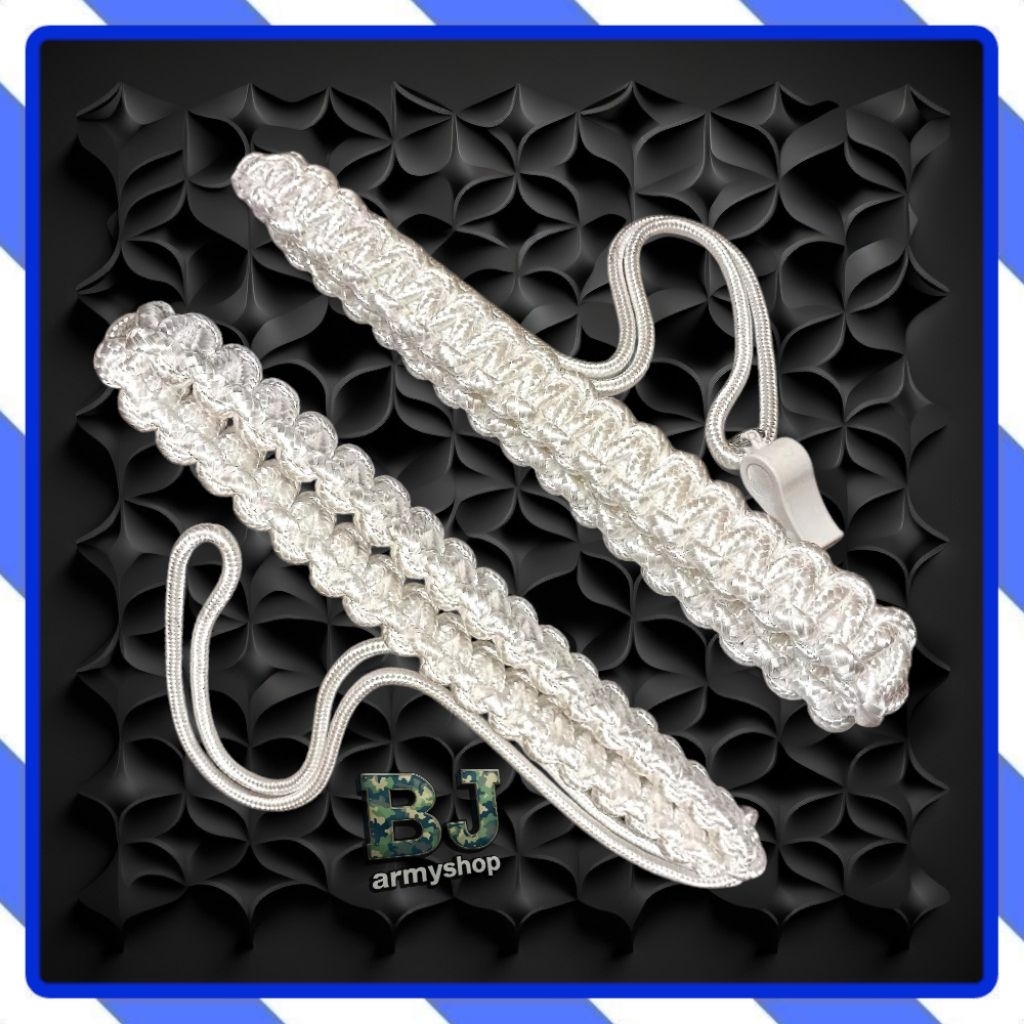 Talikur Besar Putih Bening Kilap + Peluit / Talikur Pm Pom Polisi Militer Provos Putih Mutiara