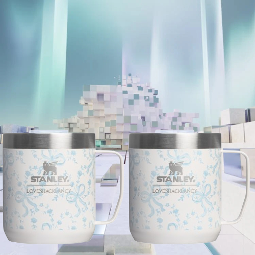 Drink set mug original 100% stay hot floral motif isi 2