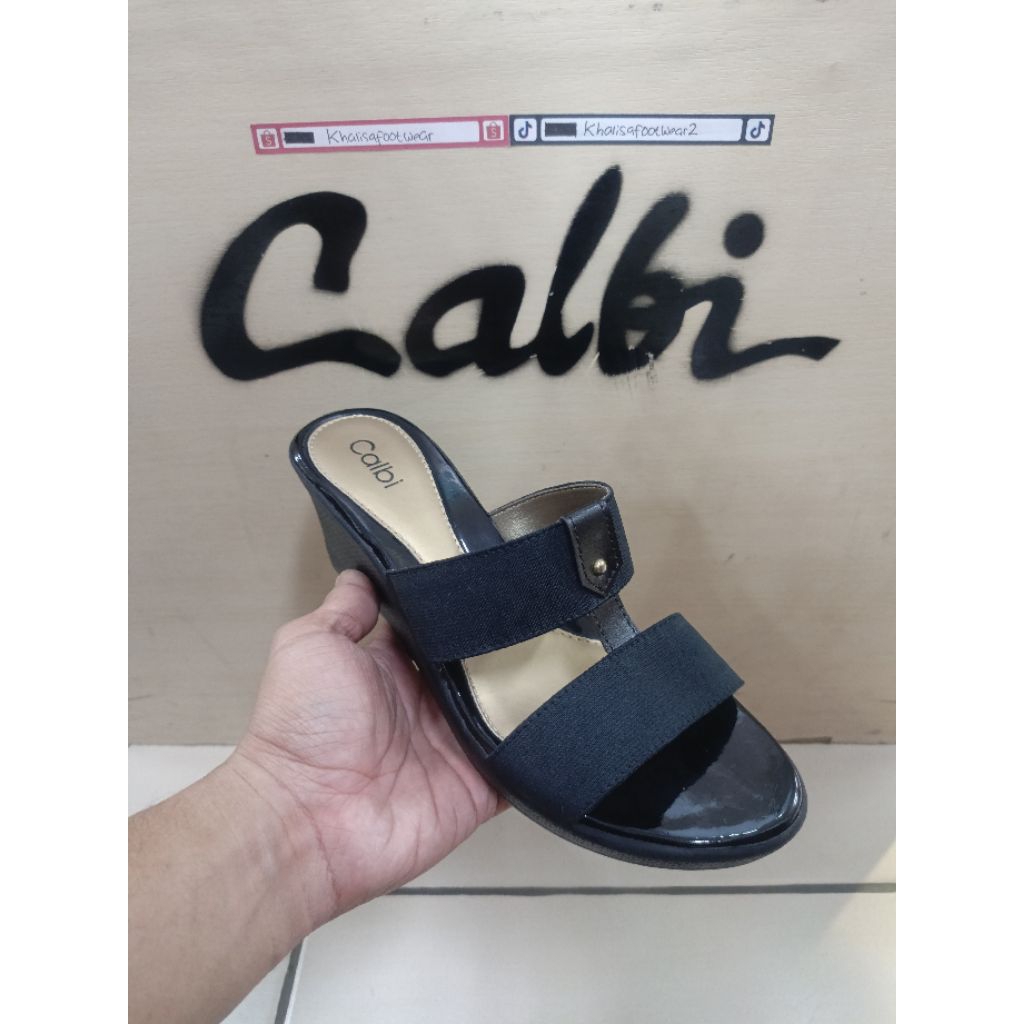 Sandal Wanita Wedges Calbi Original Artikel AU 222 Model Selop Hak 5 CM Size 36-40