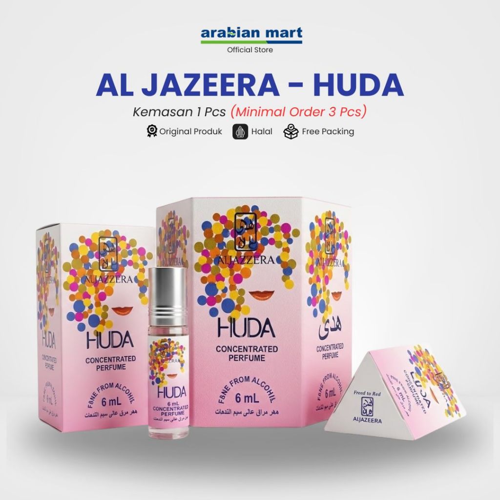 Al Jazeera Roll On 6ml Huda Min - 3 Pcs Aroma Feminim, Non Alkohol, Tahan Lama