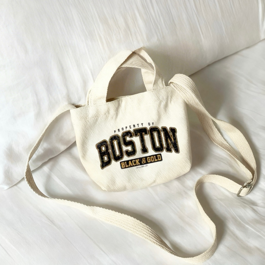Boston Mini Tote Bag Kanvas Tas Mini Wanita Aesthetic Viral Cute Daily Bag (M9)