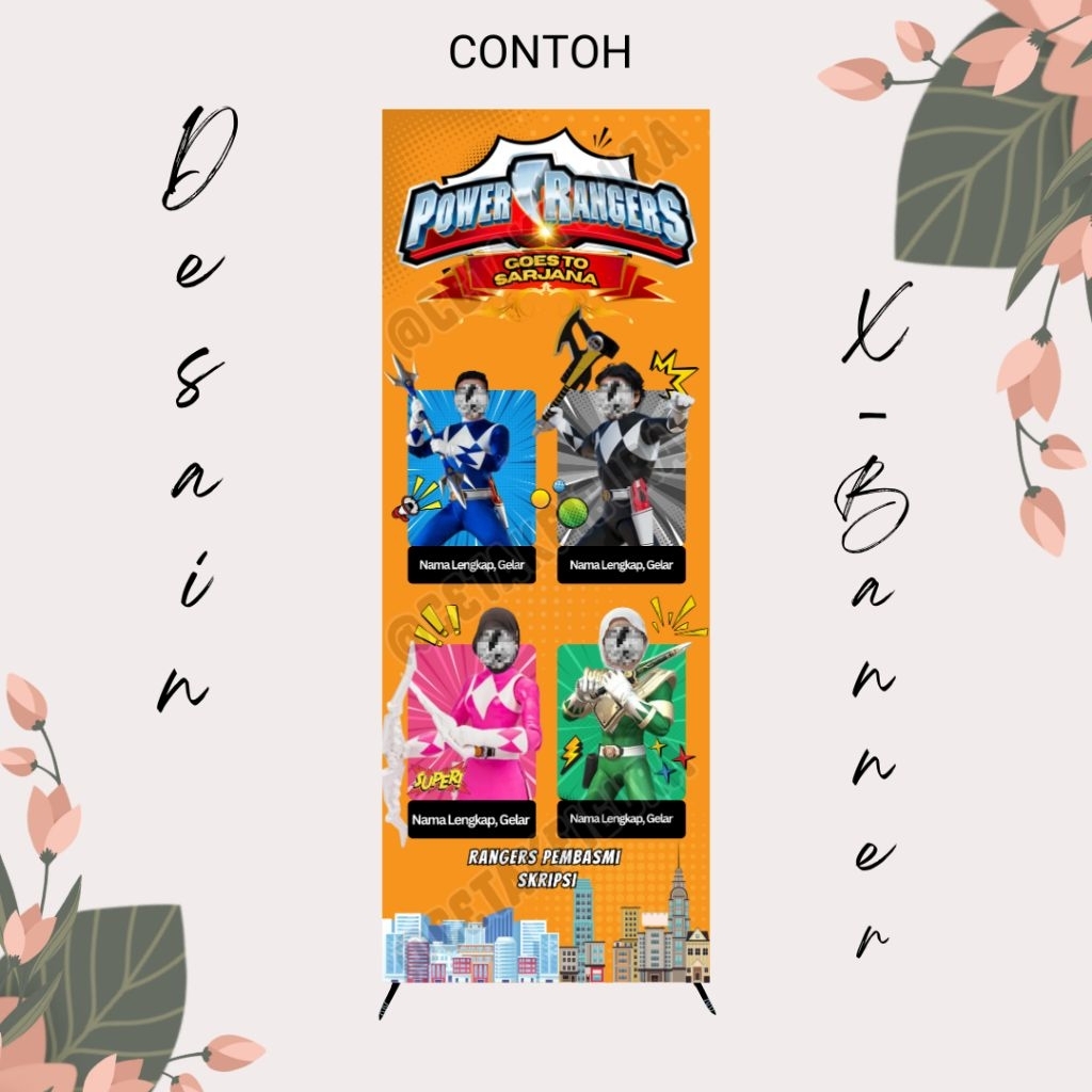 X Banner Wisuda Custom / Banner Sidang / Banner Ulang Tahun - Free Desain & Tiang