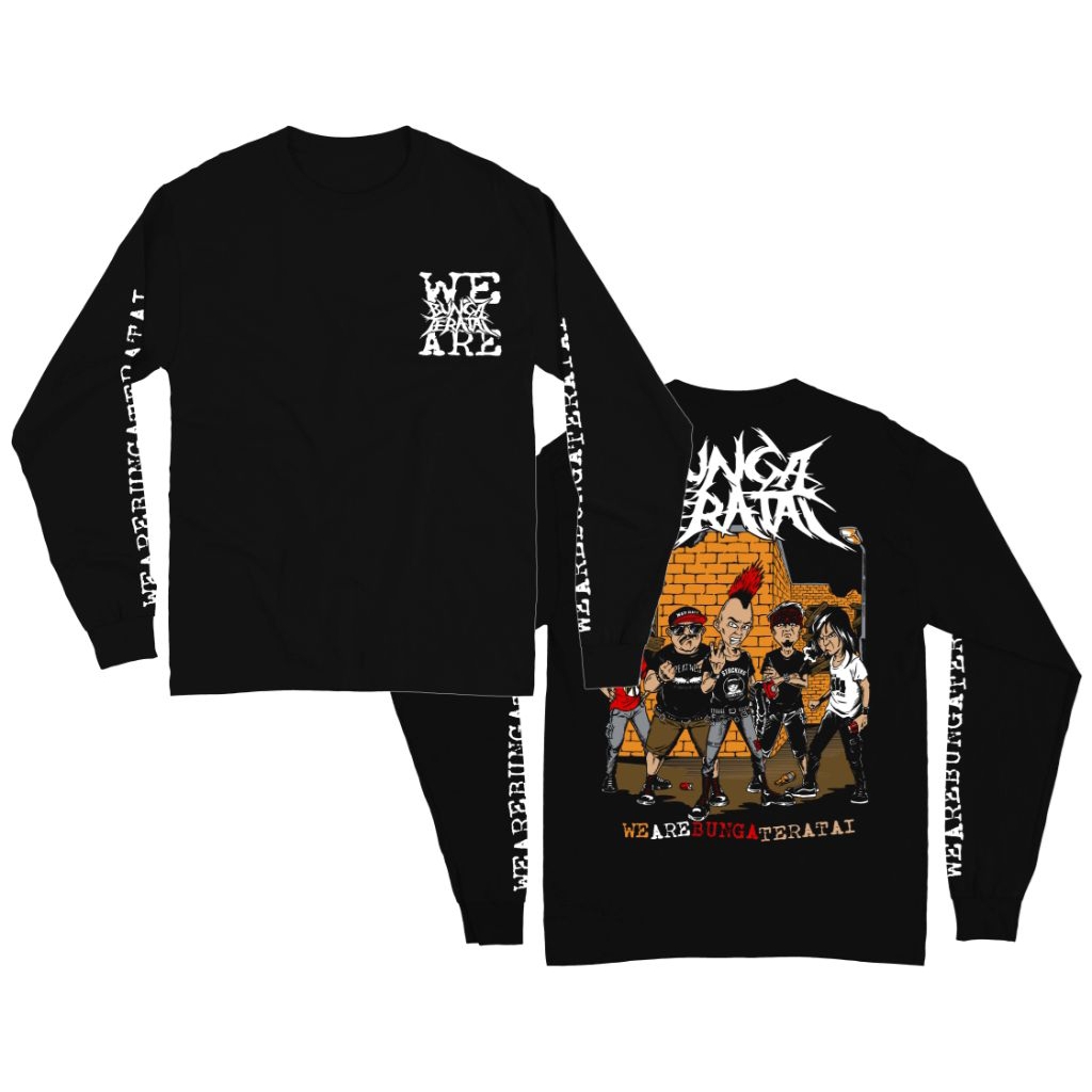 Kaos Band Punk Lengan Panjang Bunga Teratai - We Are hitam