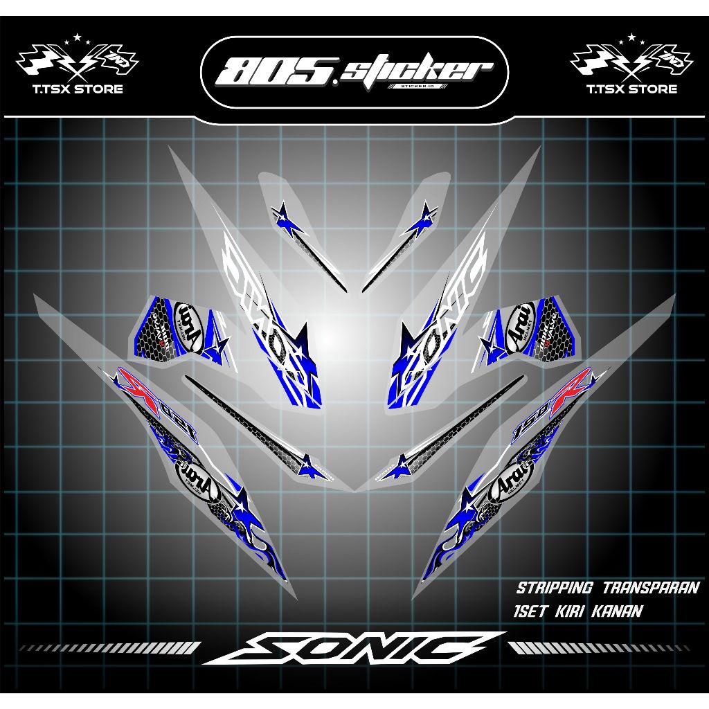 STRIPING STIKER TRANSPARAN HONDA SONIC 150R/STIKER VARIASI SONIC 150R MTF ARAI KEREN