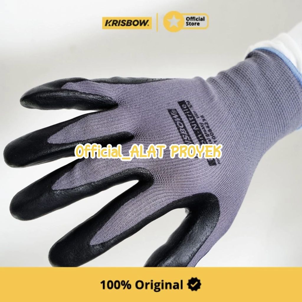 Krisbow Safety Gloves Sarung Tangan Pengaman Nilon Nitril