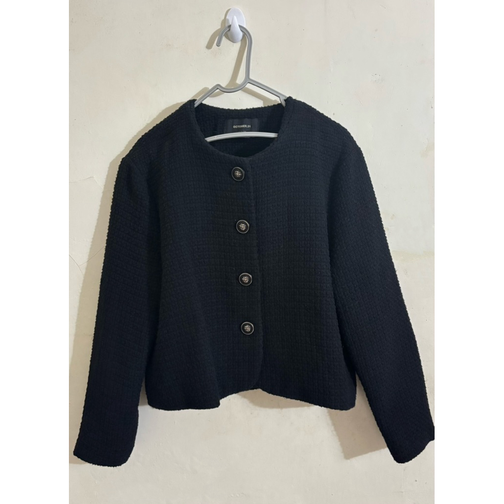 preloved outer blazer tweed hitam