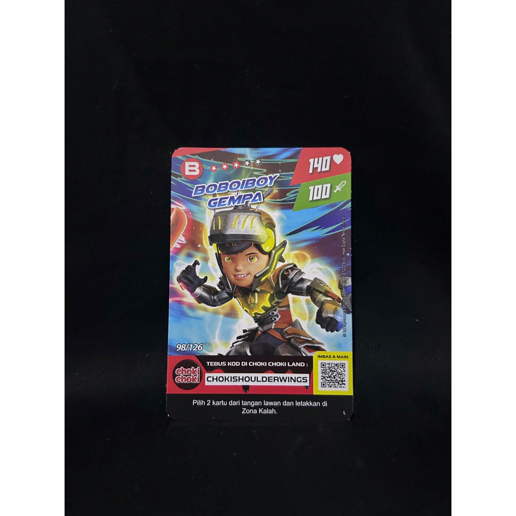 1(satu)pcs Kartu BOBOIBOY GEMPA 98/126 Kartu Boboiboy Choki-Choki