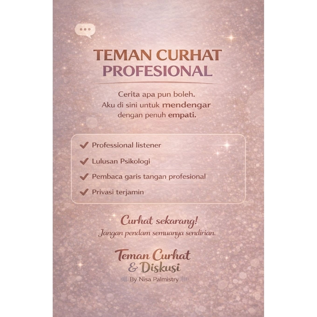 PROMO CHAT INTERAKTIF Jasa teman curhat dan diskusi online by Nisa palmistry