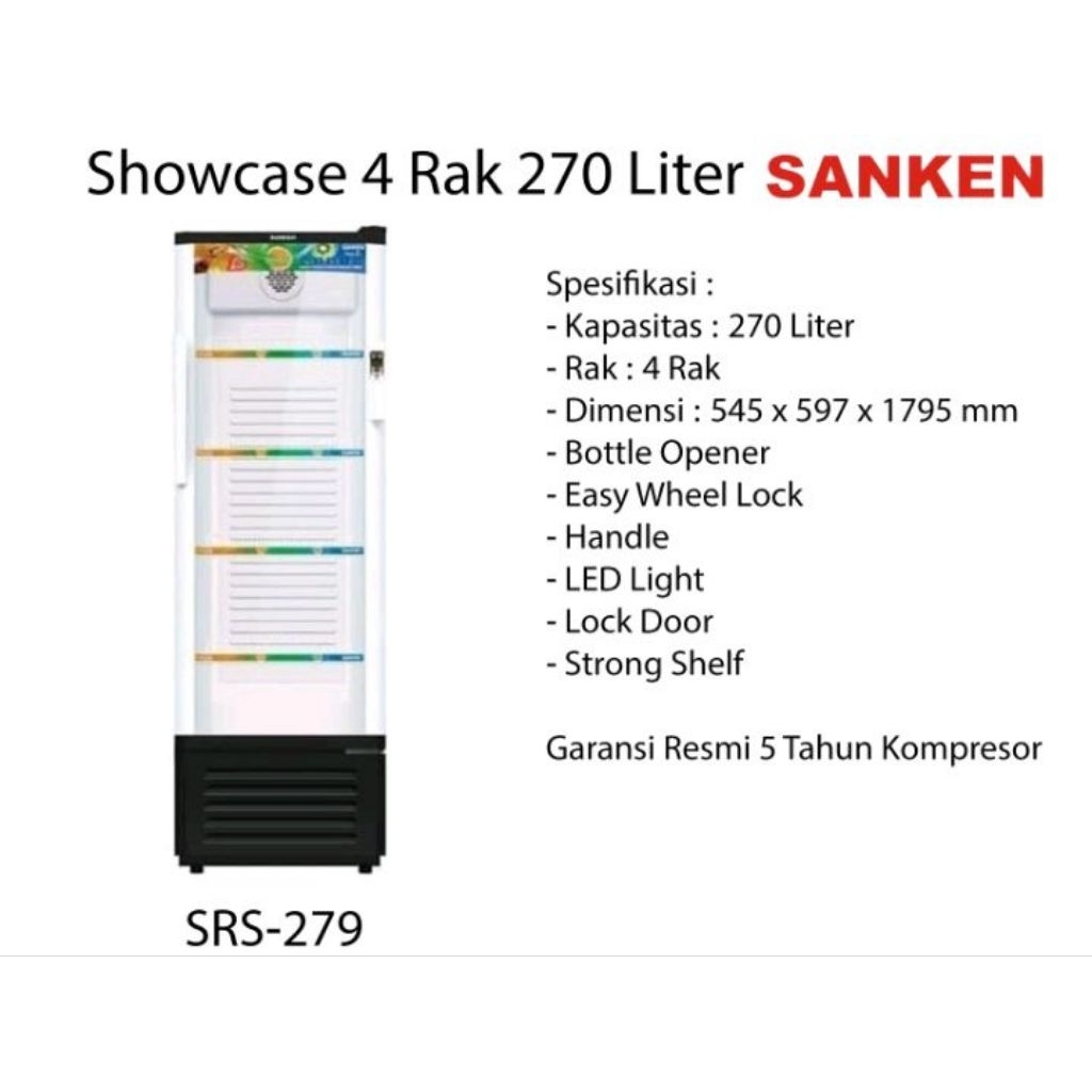 Sanken Showcase 270 Liter SRS-279BK