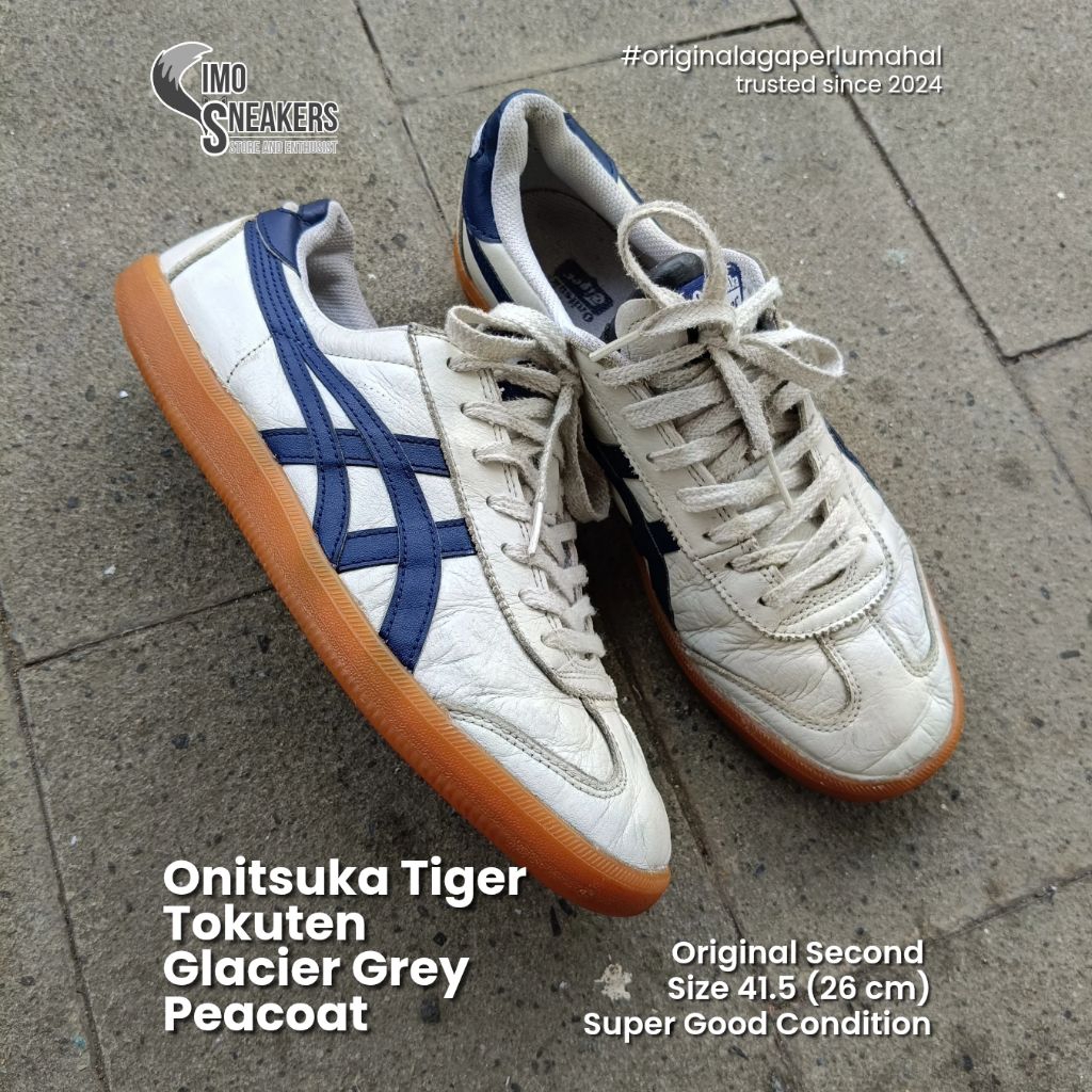 Onitsuka Tiger Tokuten Putih Biru Navy Gum Sepatu Sneakers Original