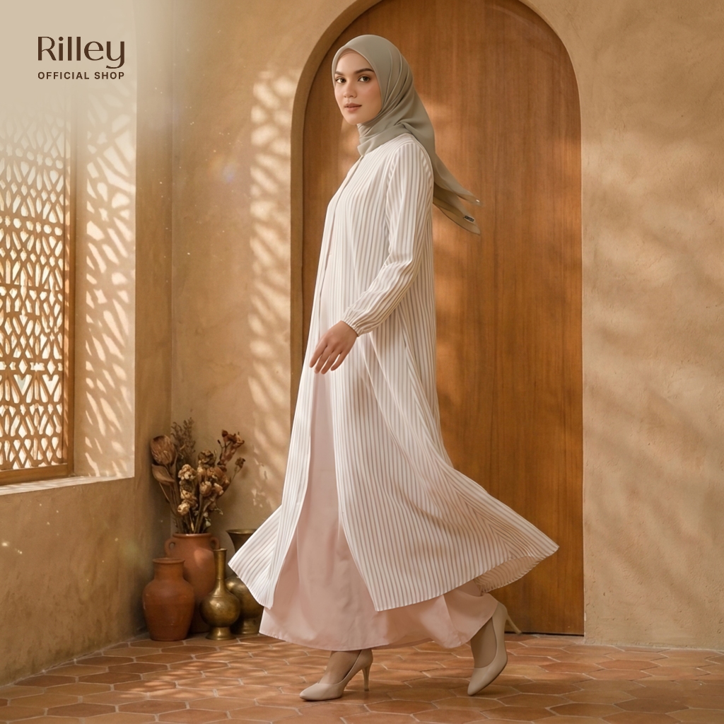 RILLEY - Gamis Niskala | Gamis Salur Wanita | Gamis Kombinasi Poplin & Rayon Slup