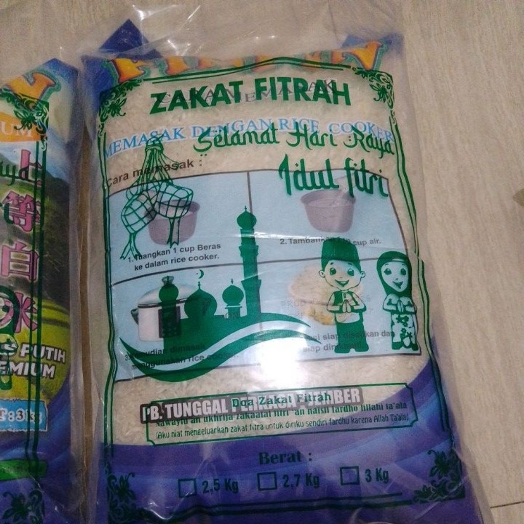 Beras Zakat Fitrah Pinpin dan Kresek zakat fitrah