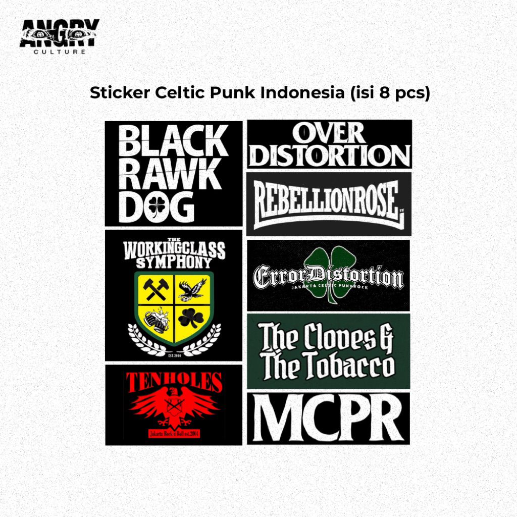 Sticker Pack Band Celtic Punk 8 pcs Vinyl Waterproof - Sticker Laptop Helm Motor Tahan Air - The Clo