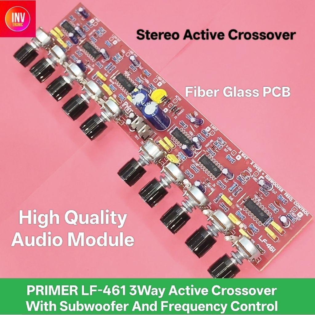 Kit Primer LF-461 3Way Stereo Active Crossover + Subwoofer Frequency Control PCB Fiberglass LF461
