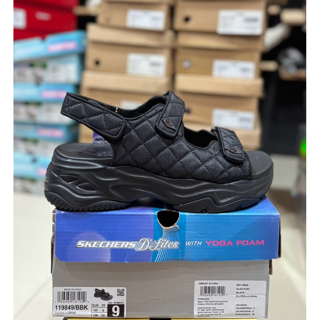 SKECHERS D'LITES DIVA 119849 BBK WOMEN  Size 37(24cm)(2) 38 (25cm)(1) 39(26cm) (2)Made in China BNIB