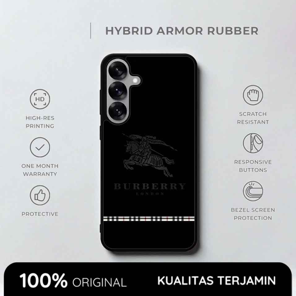 Casing iPhone Burberry Case Rubber Softcase Anti Shock Equestrian Knight Black Style 17 16 15 14 13 