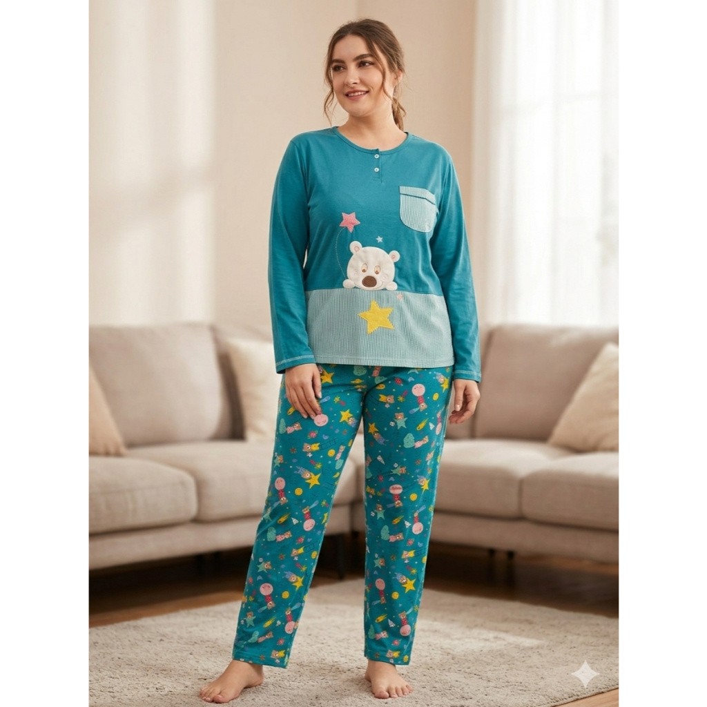 05916 Piyama Wanita Murah / Baby Doll Remaja Dewasa Terbaru Motif Kartun - Baju tidur Lengan Panjang