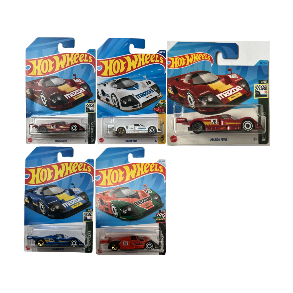HOT WHEELS REGULAR MAZDA 787B WHITE, RED, GREEN ORANGE, BLUE RACING CAR SNI ORIGINAL MATTEL