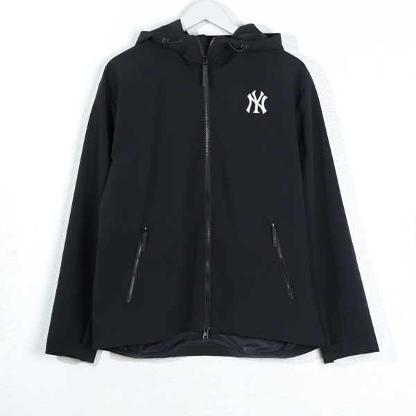 Jaket MLB NY BACK OUTLINE WHITE BLACK ZIP TRACK WIND JACKET 100% ORIGINAL