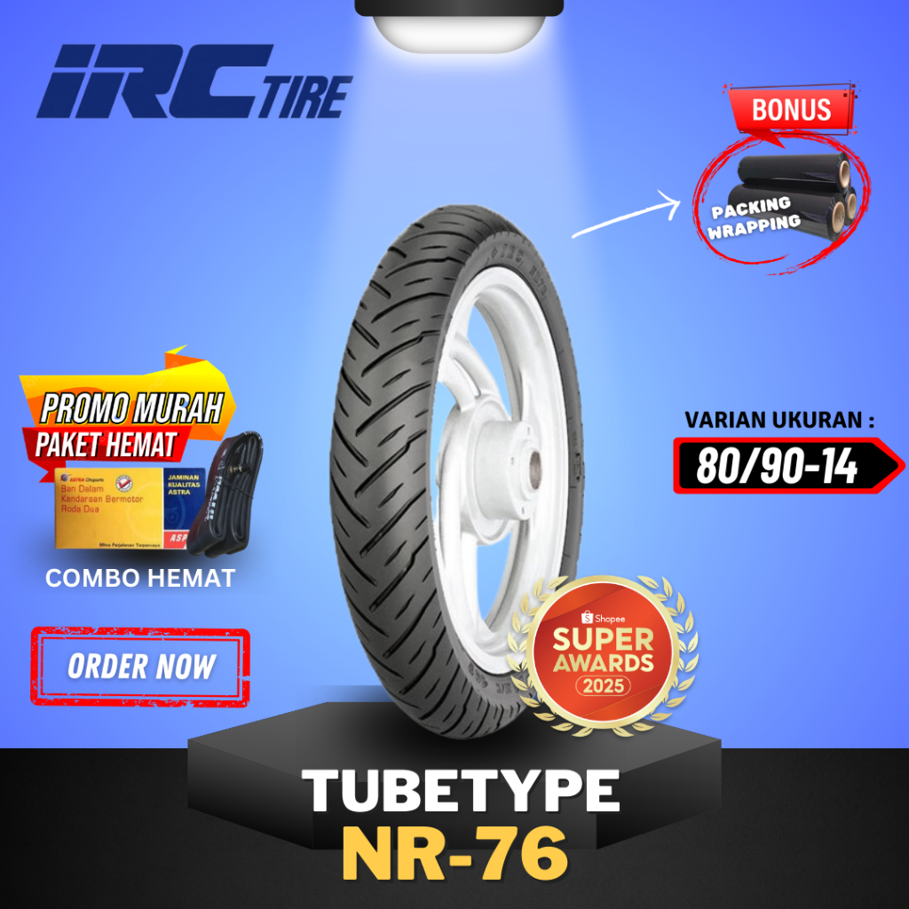 [READY COD] IRC NON TUBLES NR76 / BAN IRC TUBETYPE NR76 ( 80/90-14 ) BAN LUAR FDR TUBETYPE / BAN MOT