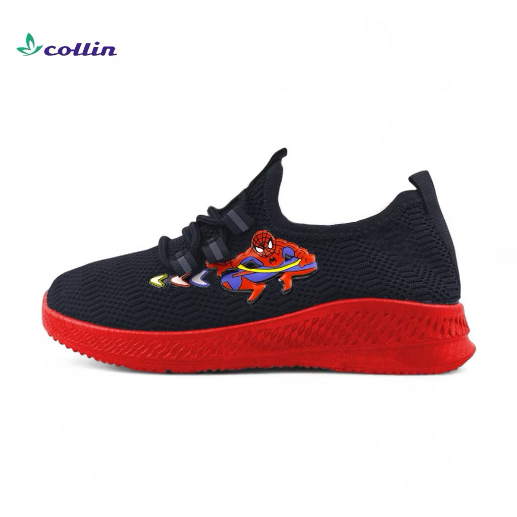 COLLIN Sepatu anak laki laki sepatu karet rajut karakter spiderman G877-T --- A5