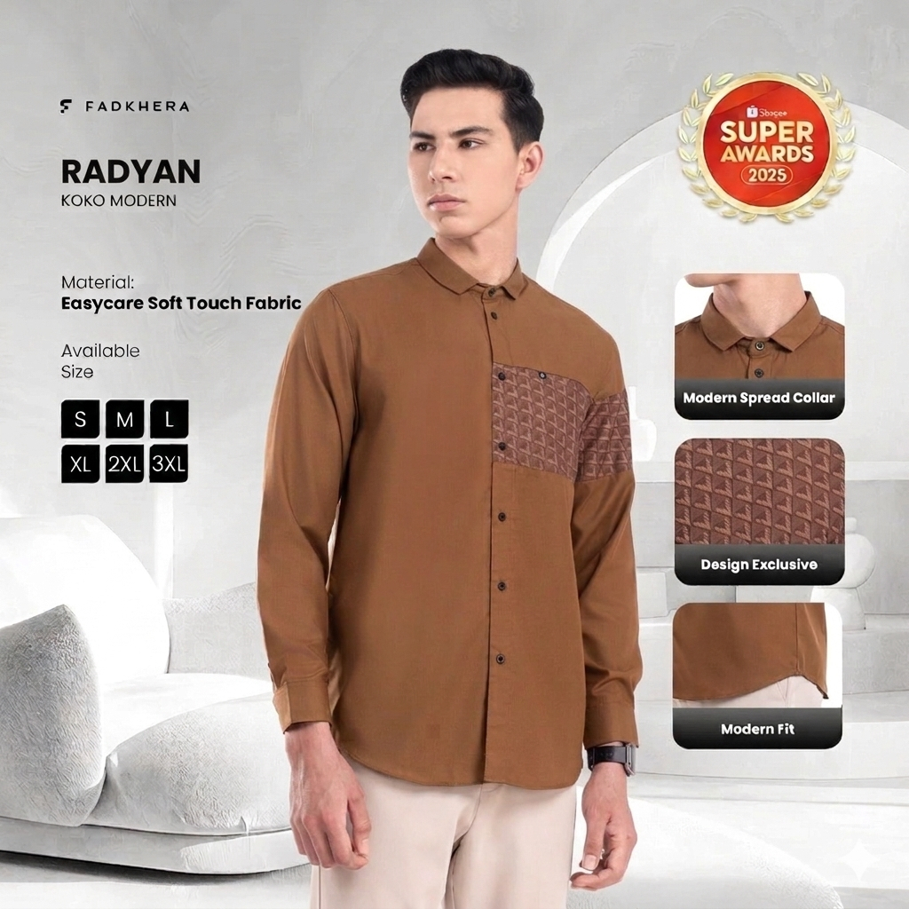 [Fadkhera Official] Radyan 100% Original | Baju Koko Pria