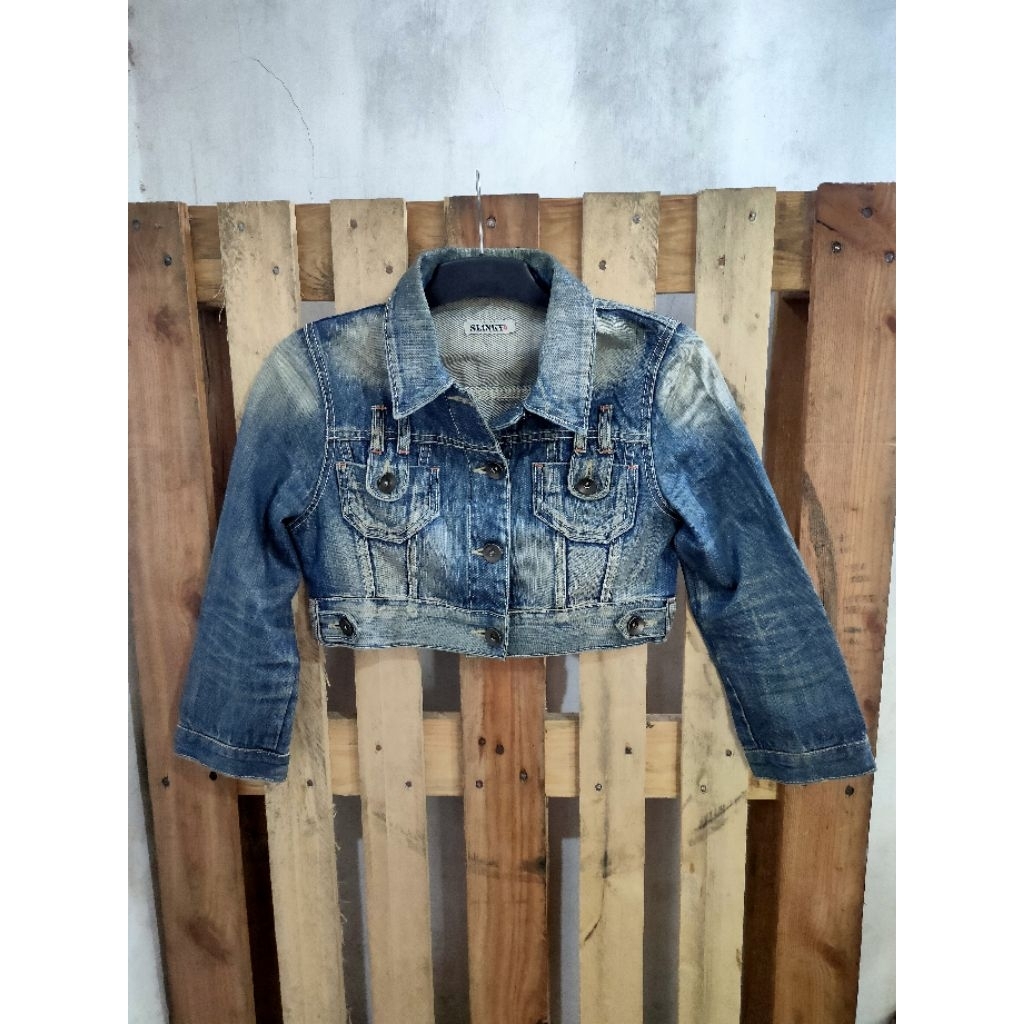 jaket jeans crop bekas pakai