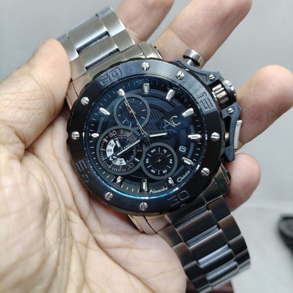 Alexandre Christie Second Tipe 9205MC Silver Hitam