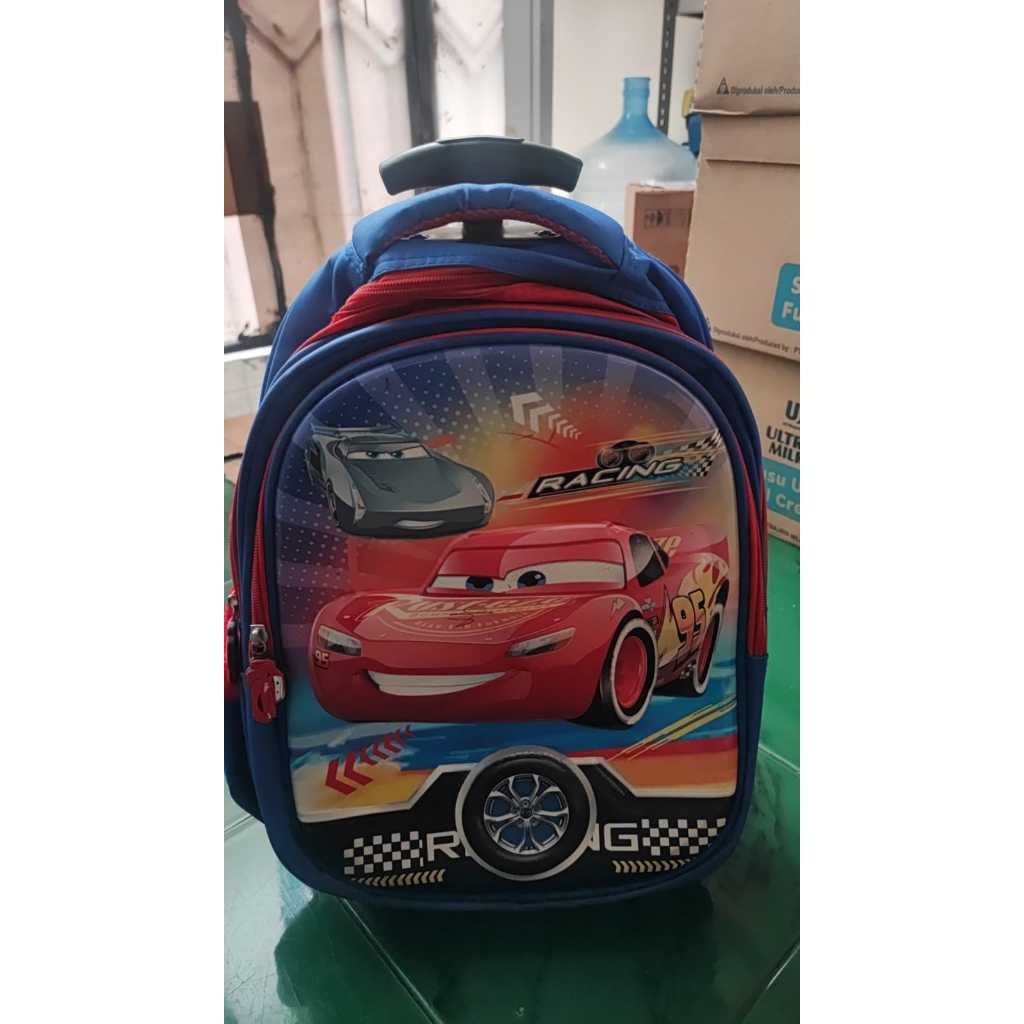 Tas ransel anak SD/TK tipe trolley/Troli Gambar Cars Gambar Morinaga dan sling bag / tas selempang B