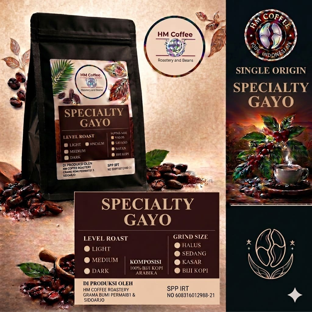 Kopi Arabika Aceh Gayo Specialty HM Coffee Roastery 100% Biji Kopi Murni