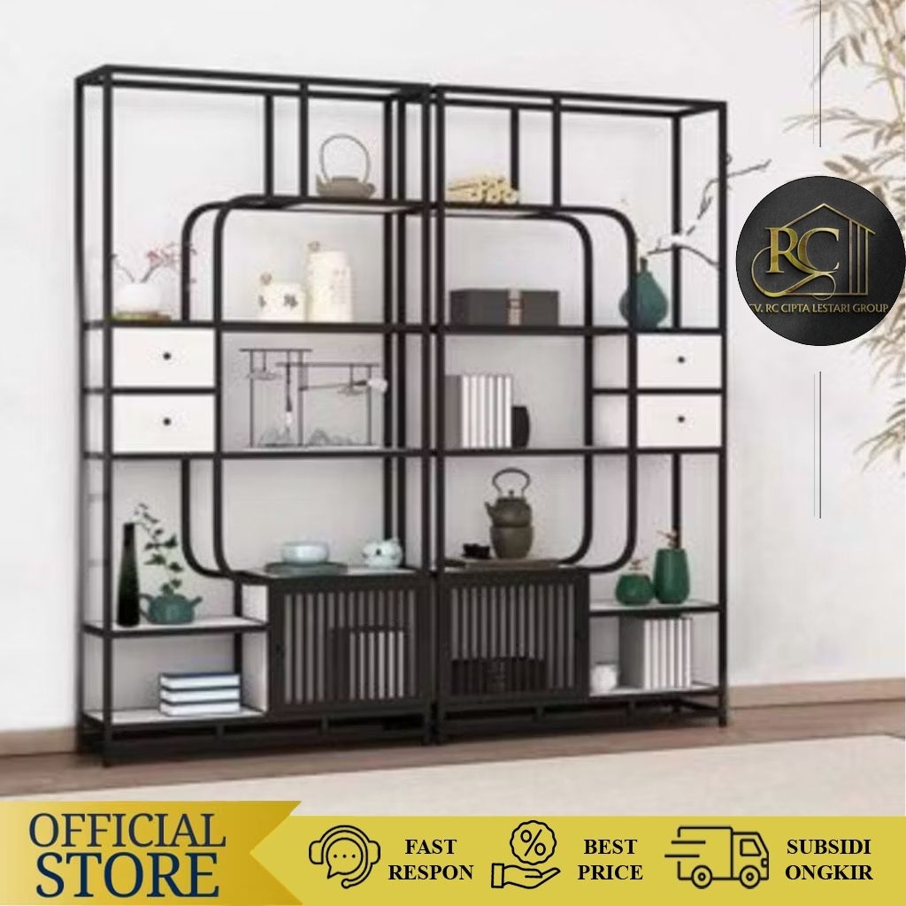 Rak Partisi 2 Unit Industrial ClasikITerima CustomIRak Sekat Ruangan