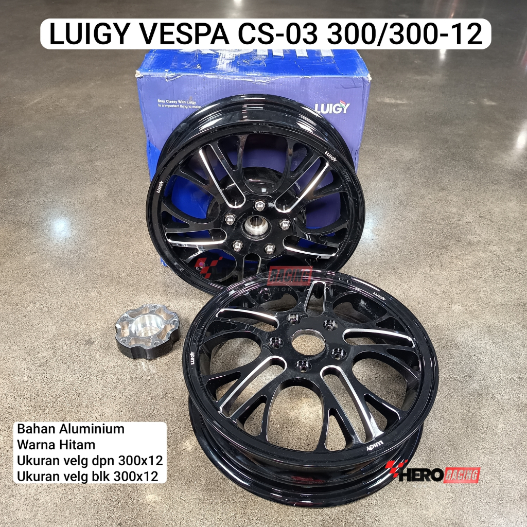 LUIGY VELG MOTOR VESPA CS-03 300/300 RING 12 HITAM