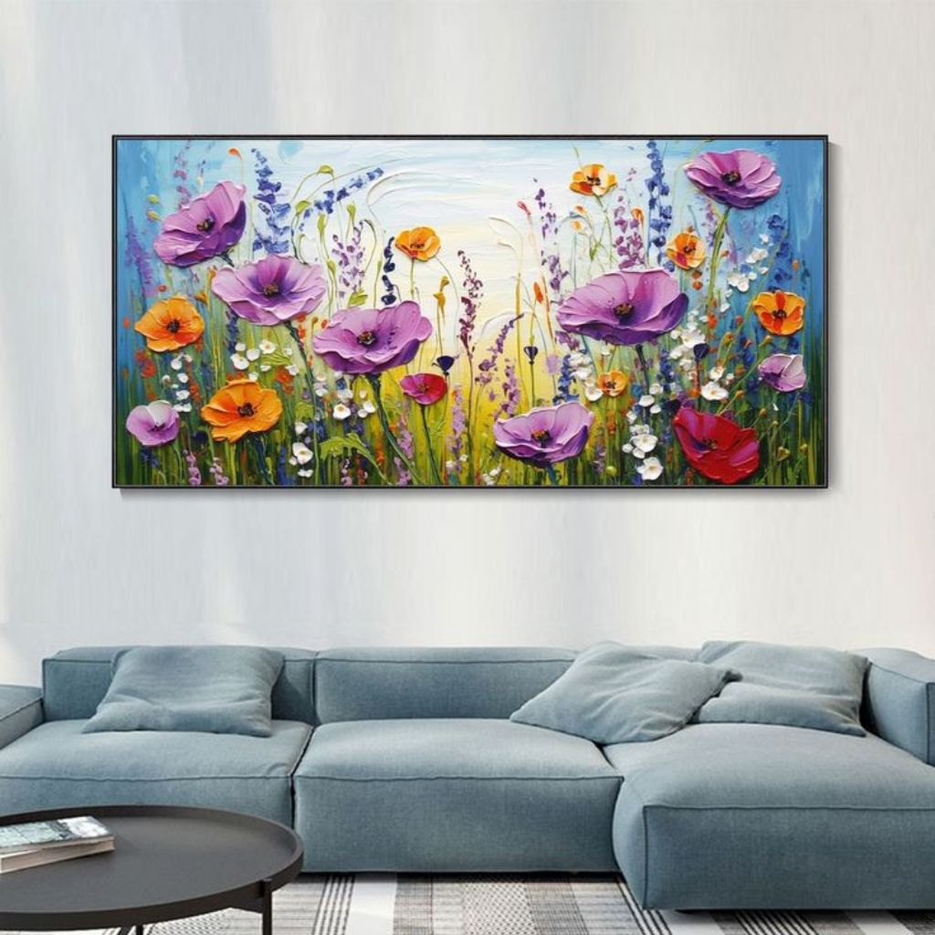 Lukisan dinding minimalis modern bunga untuk hiasan dinding rumah
