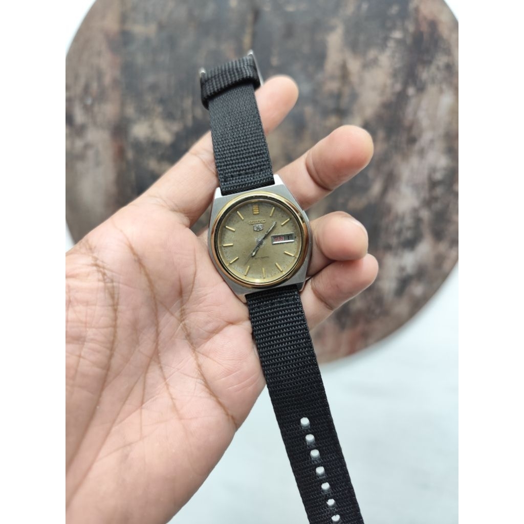 preloved jam tangan seiko mesin 7009 strap AM kanvas