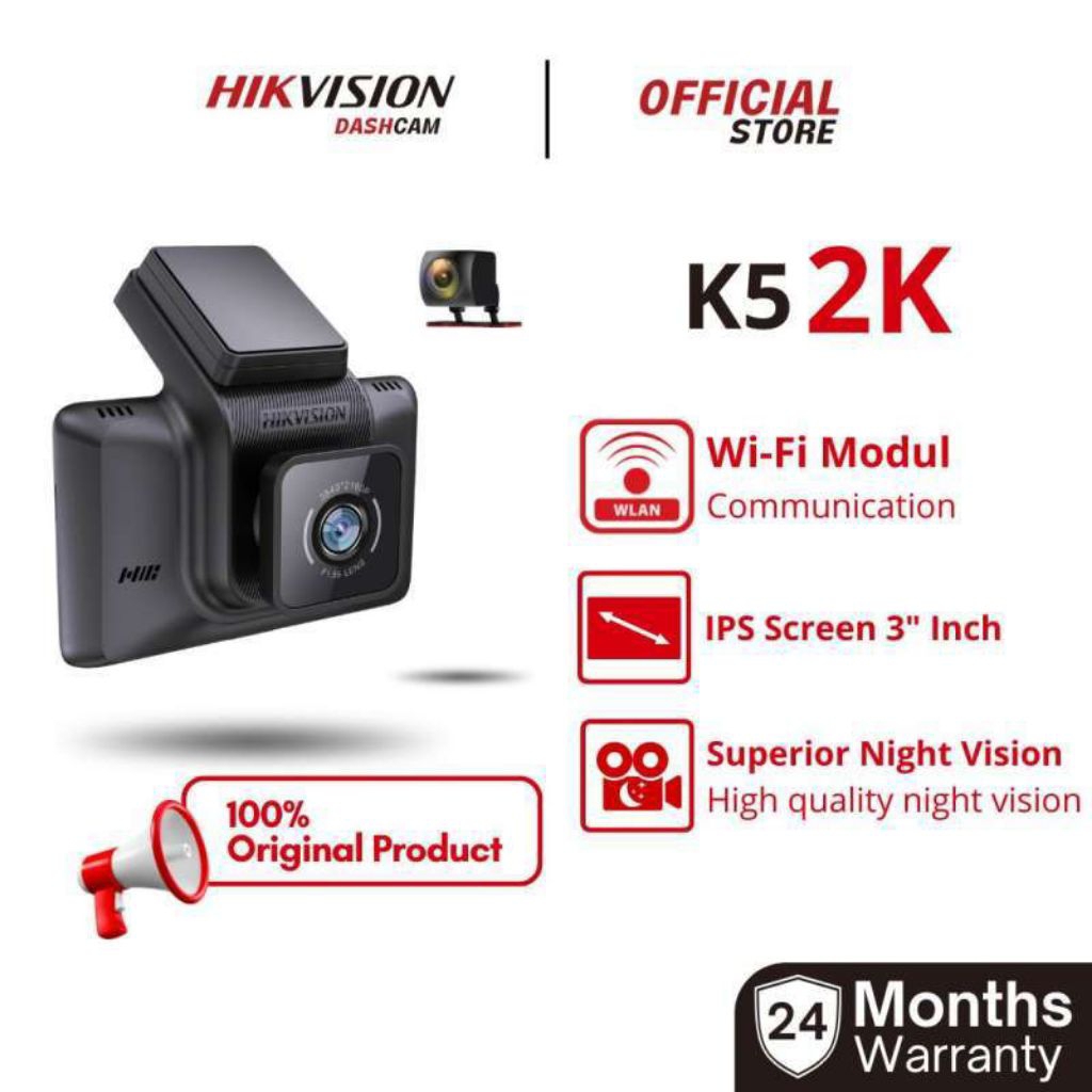 Dashcam HK-Vision K5 2K Layar Sentuh