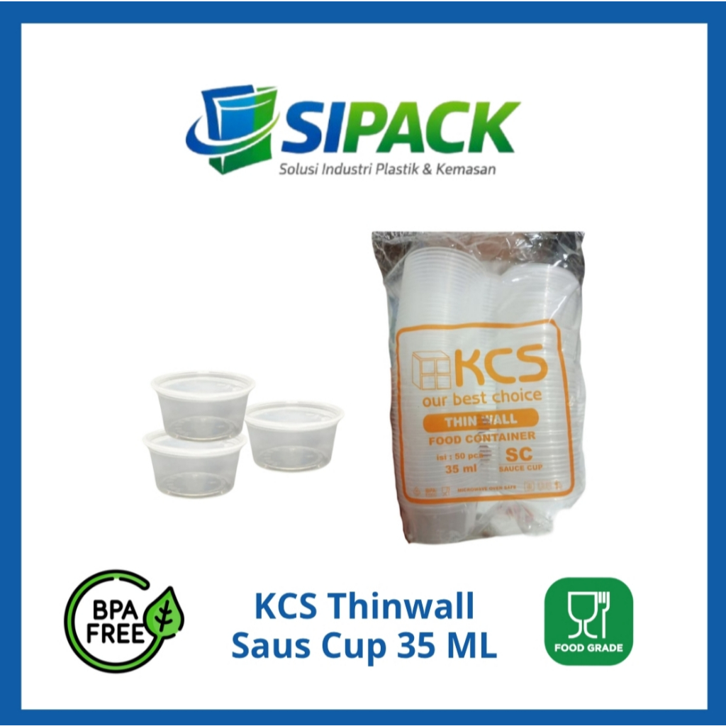 KCS Thinwall Saus Cup 35ml Isi 50 pcs | Cup Saus Plastik | Wadah Saus Sambal Kecil