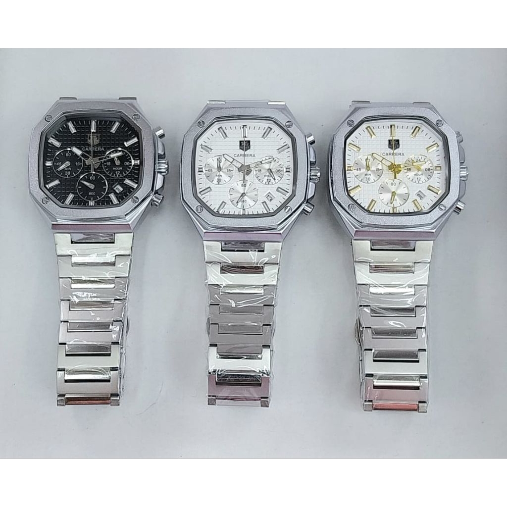 Jam Tangan Pria Carrera Chronograph Stainless Steel Analog Fashion Watch Pria Elegan